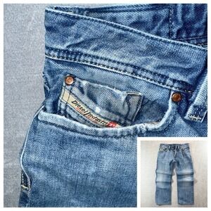 Diesel Larkee Straight Leg Jeans‎ Mens 31x26 Blue Faded Distressed Preppy Hemmed